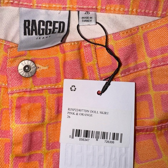 The Ragged Priest Pink and Orange Checkered Mini Skirt - Picture 2 of 6